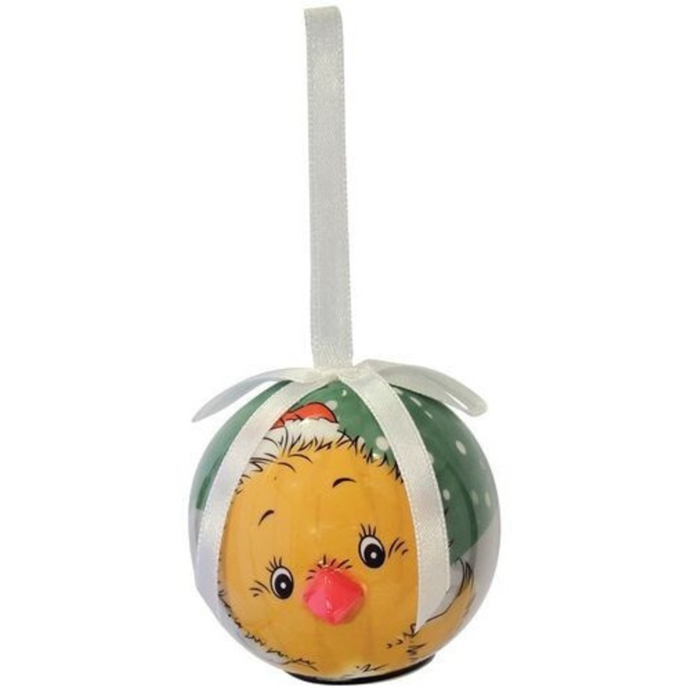 Twinkling Treasures 3D Blinking Christmas Mini Ornamen - 2.5" - Santa‎ Hat CHICK